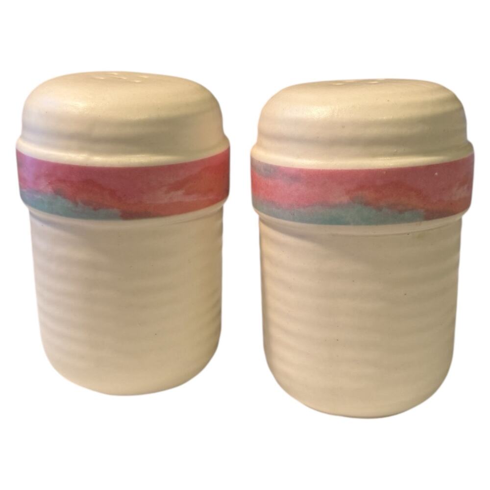 Vtg 1980s Treasure Craft Mirage Southwest Salt Pepper Shakers Ceramic Pastel USA
